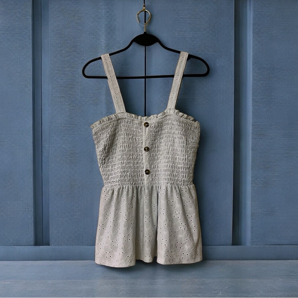 Wallflower Pale Blue Grey Eyelet Halter Top